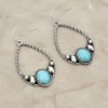 Turquoise and Silver Hoop Earrings Western Style Cowgirl Boho Jewelry