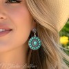 Western Style Silver Concho Earrings with Turquoise Stones