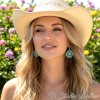 Western Style Silver Concho Earrings with Turquoise Stones