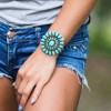 Western Style Silver Concho Earrings with Turquoise Stones