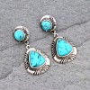Turquoise and Silver Earrings - Lightweight Western Style Jewelry