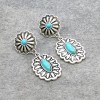 Turquoise and Silver Concho Earrings - Lightweight Western Style Jewelry