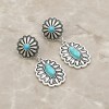 Turquoise and Silver Concho Earrings - Lightweight Western Style Jewelry