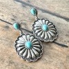 Turquoise and Silver Concho Earrings - Lightweight Western Style Jewelry
