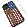 American Flag and Cross Tooled Leather Phone Case