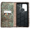 Turquoise and Brown Floral Whipstitched Edge Leather Phone Case