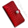 Red Alligator Croc Leather Phone Case