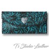 Turquoise and Black Floral Leather Wallet Phone Case