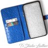 Blue Ostrich Personalized Leather Wallet Phone Case