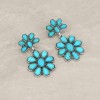 Turquoise Stone and Silver Concho Earrings - Western Style Jewelry
