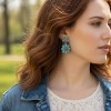 Turquoise and Red Concho Earrings and Matching Bracelet Set