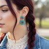 Turquoise and Red Concho Earrings and Matching Bracelet Set