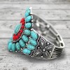 Turquoise and Red Concho Earrings and Matching Bracelet Set