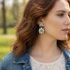 Ivory and Turquoise Stone Concho Earrings - Western Style Jewelry