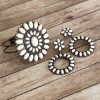 Antique Copper and Ivory Stone Hoop Circle Earrings