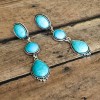 Turquoise Earrings Stone Drop Western Style in Antique Silver Setting