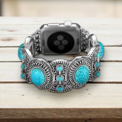 Silver and Turquoise Apple Watch Band Bracelet