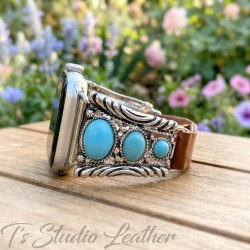Turquoise and Silver Apple Watch Band Bracelet