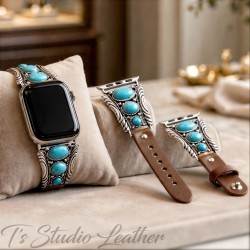 Turquoise and Silver Apple Watch Band Bracelet