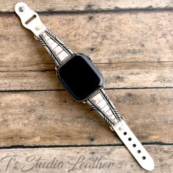 White Stone and Silver Apple Watch Band Bracelet