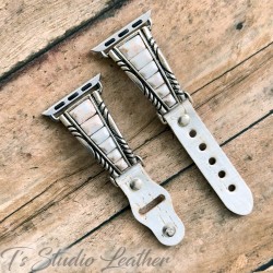 White Stone and Silver Apple Watch Band Bracelet