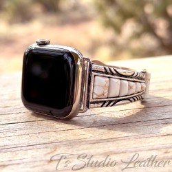 White Stone and Silver Apple Watch Band Bracelet