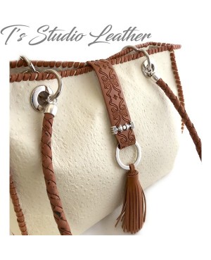 Off-White Ostrich Leather Purse - Genuine Cowhide Embossed Leather Handbag in Emu Texture