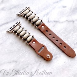 White Stone and Silver Apple Watch Band Bracelet