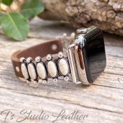 White Stone and Silver Apple Watch Band Bracelet