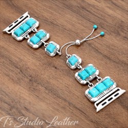 Silver and Turquoise Apple Watch Band Bracelet