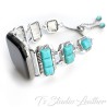 Silver and Turquoise Apple Watch Band Bracelet