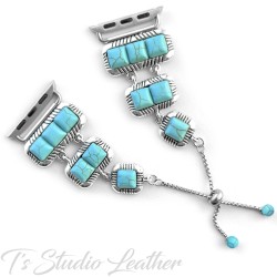 Silver and Turquoise Apple Watch Band Bracelet