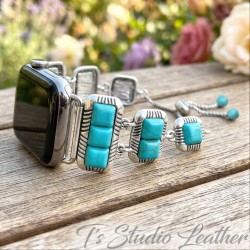 Silver and Turquoise Apple Watch Band Bracelet