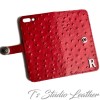 Ts Studio Leather Red Ostrich Personalized Leather Wallet Phone Case