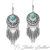 Silver Turquoise Feather Bohemian Earrings