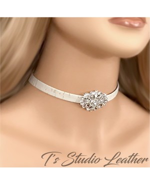 Rustic Leather Wedding Necklace, Bracelet & Earrings Set