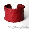 Leather Cuff Bracelet in Off-white Ostrich Print with Whipstitched Edge