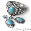 Turquoise Silver Concho Western Style Earrings