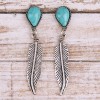 Silver Feather Turquoise Earrings