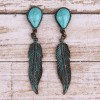 Silver Feather Turquoise Earrings