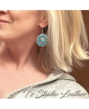 Western Style Silver and Turquoise Earrings