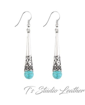 Silver and Turquoise Drop Earrings