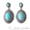 Turquoise Silver Concho Western Style Earrings