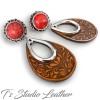 Whiskey Brown Leather Bracelet with Red Coral Slider