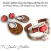 Whiskey Brown Leather Bracelet with Red Coral Slider