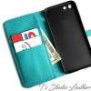 Turquoise Ostrich Personalized Leather Wallet Phone Case