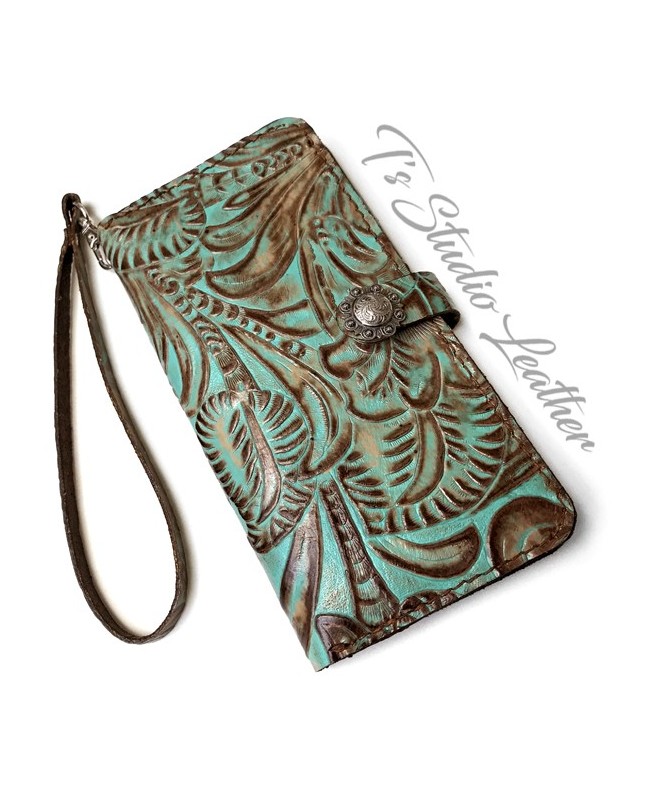 Genuine Leather Wallet Phone Case Surazo® Turquoise