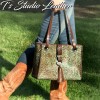 Western Turquoise Brown Leather Handbag