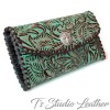 Turquoise Brown Western Style Womens Wallet