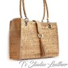 Whipstitched Cork Handbag Tote with Silver Flecks